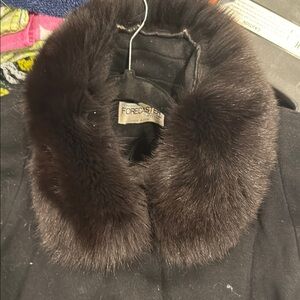 Forecaster Black Coat with Fur Collar